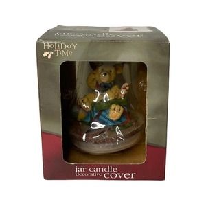 NEW Holiday Time Christmas Teddy Bear Candle Jar Topper Cover